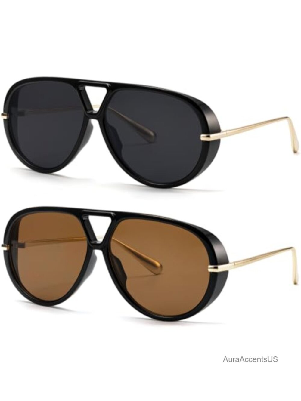 Oversized Retro Aviator Sunglasses UV400 Protection